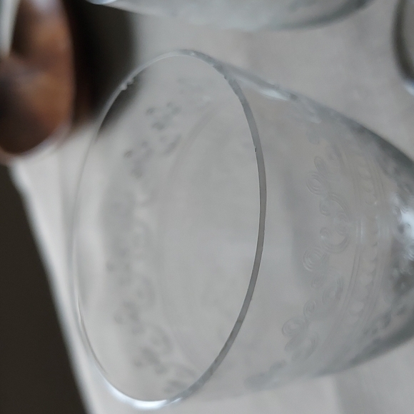 Crystal wine glasses etched scroll art deco art nouveau mcm retro - Picture 10 of 14